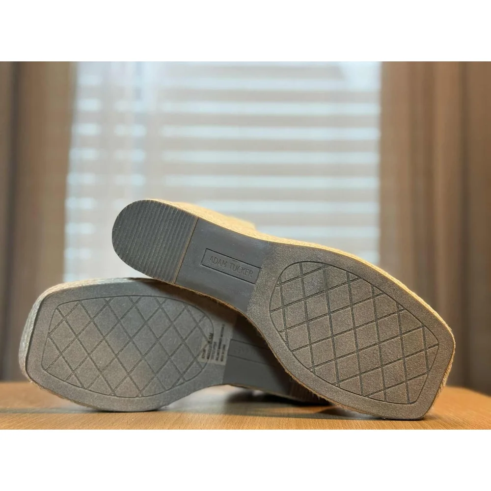 Women's Padded Light Blue Denim Wedge Espadrille Platform Sandals 8 M